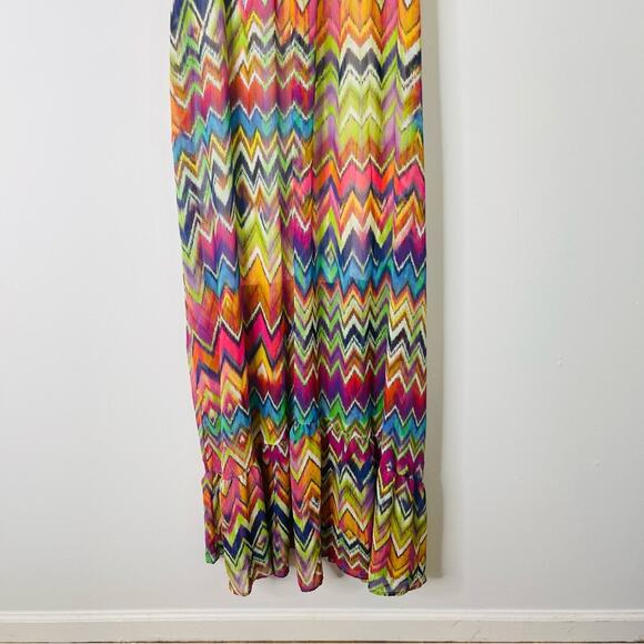 New Directions pink blue green Pride chiffon maxi boho festival dress large - Picture 3 of 7